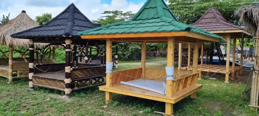 Saung gazebo kayu Atap Metalroof