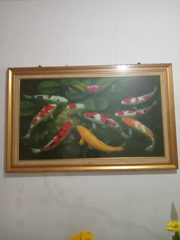 Bingkai lukisan ikan koi 160x40cm