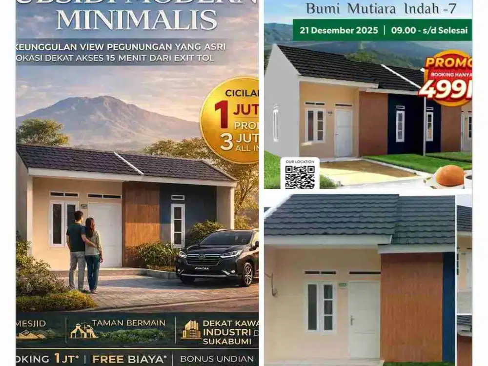 RUMAH SUBSIDI KONSEP CLUSTER DI SUKABUMI BMI CABANG KE 7