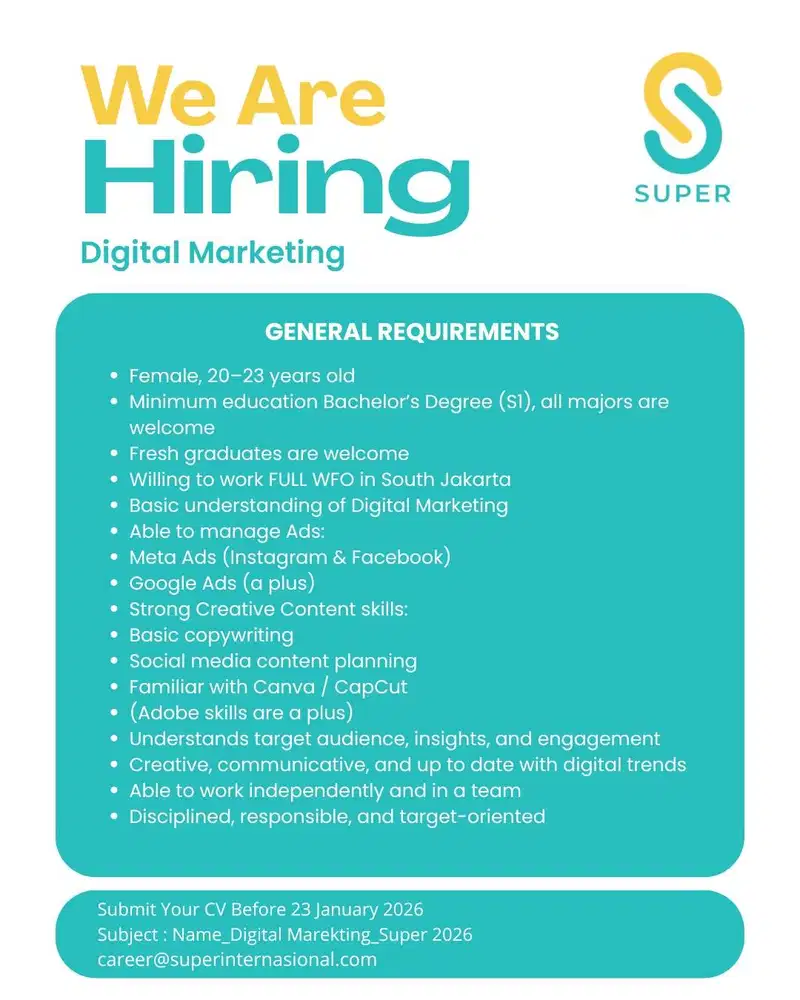 Dibutuhkan karyawan/ti