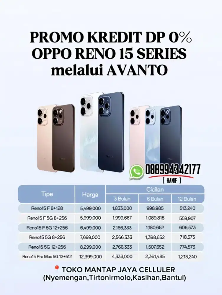 Promo Kredit Oppo Reno 15 Series melalui AVANTO