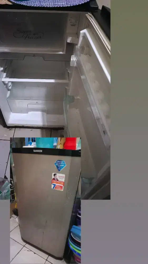 Kulkas sanken 1 pintu normal mulus lancar dn dingin, pemakaian pribadi