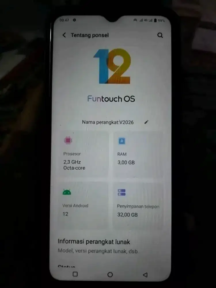 Vivo y12s ram 3 rom 32 komplit normal
