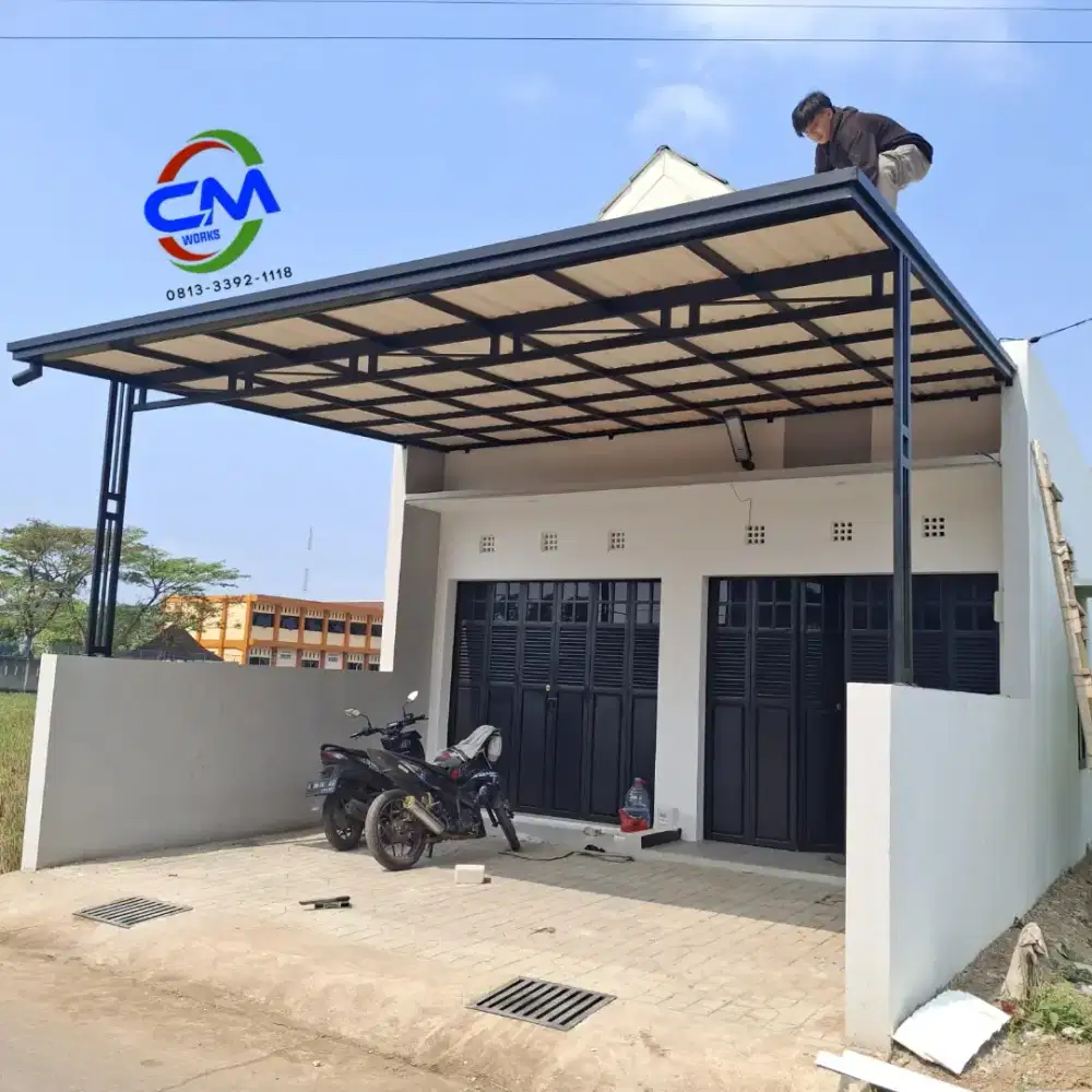 KANOPI MINIMALIS MODERN ALDERON BESI HOLLOW ANTI KARAT SNI CUSTOM