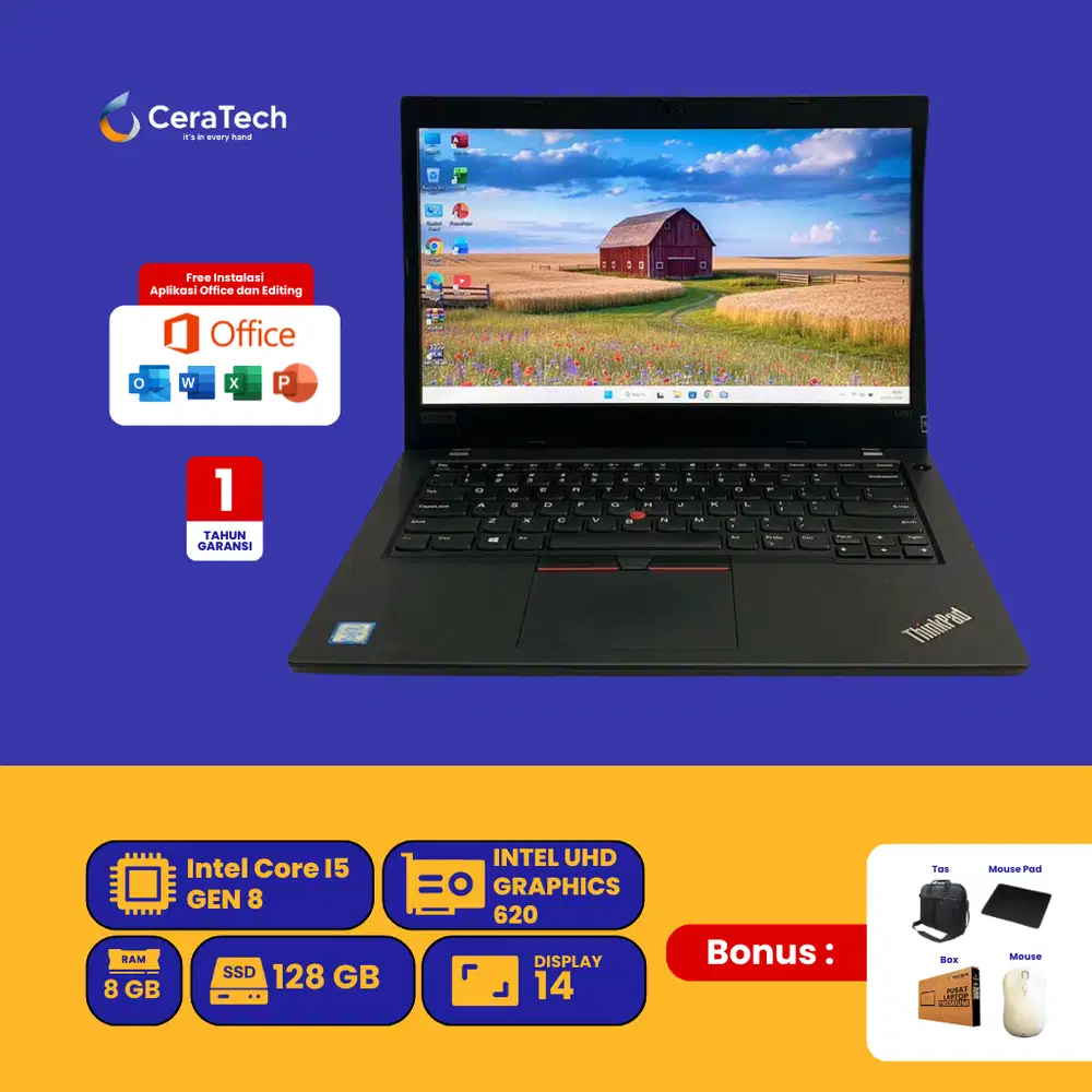 LAPTOP LENOVO THINKPAD L490 I5 GEN 8 RAM 8 GB SSD 128 GB