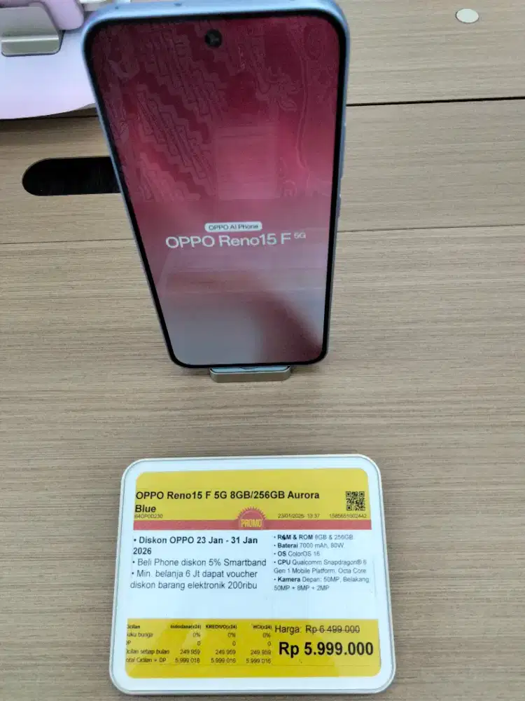 Ready Reno 15 F 5G 8/256 GB Aurora #BisaCicilanPakaiKREDIVO