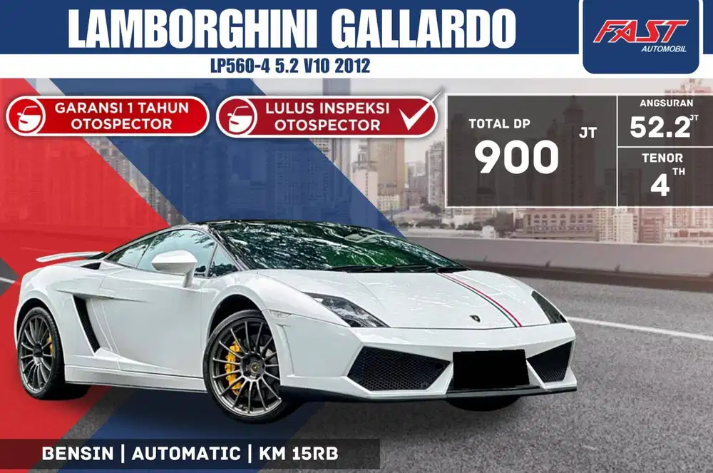 LAMBORGHINI GALLARDO LP560-4 5.2L V10 2012 LOW KM.15RB PAJAK PANJANG