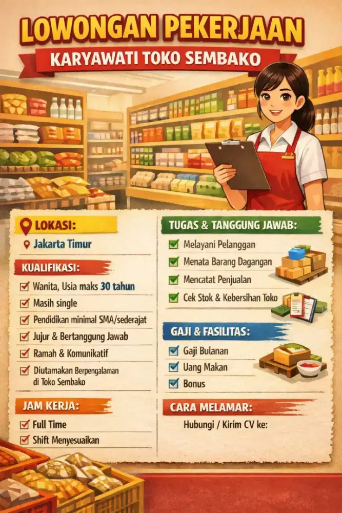 Karyawati toko sembako