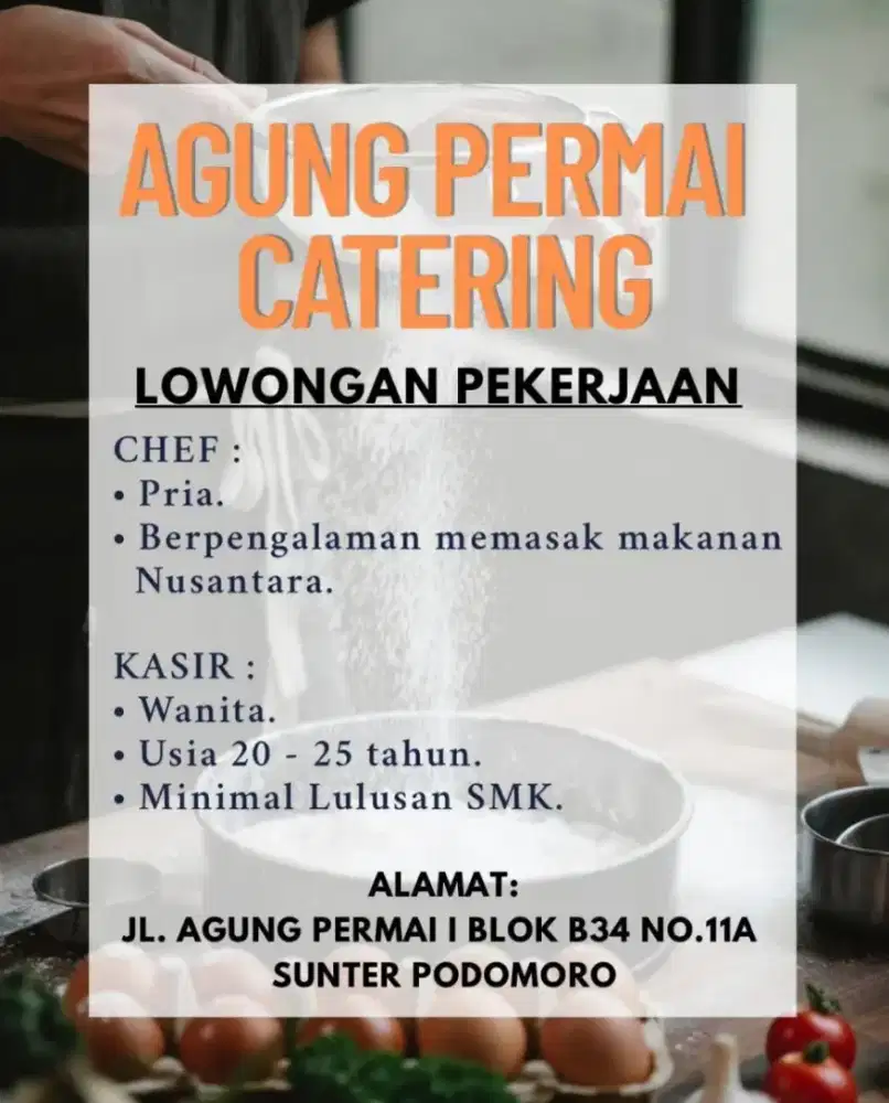 Dibutuh Segera Cheff (Tukang Masak)