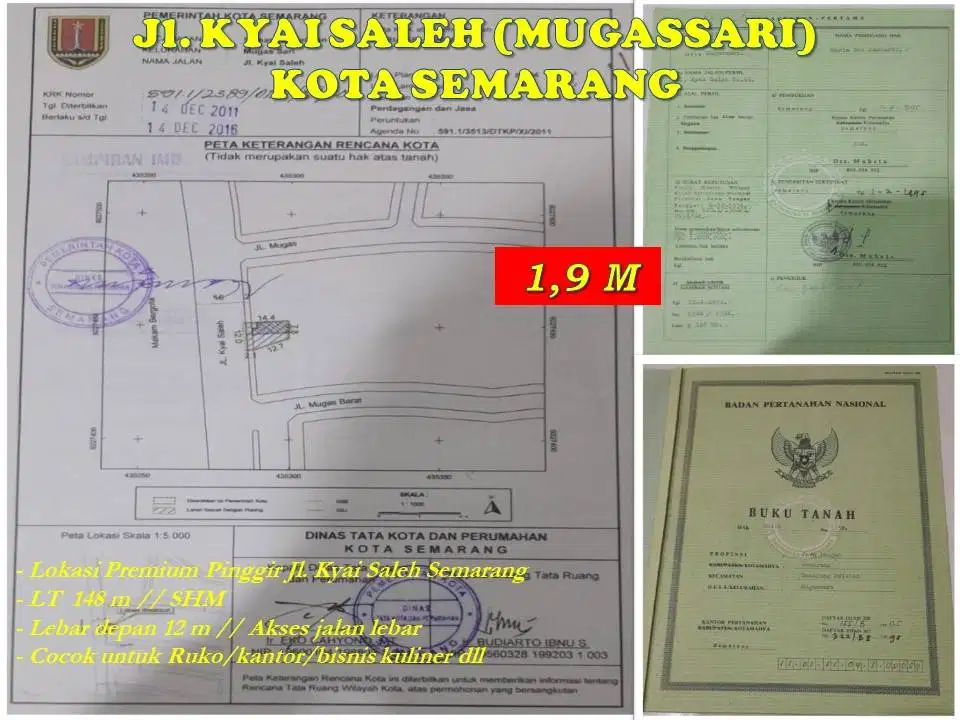 Tanah Kyai Saleh Mugas Sari Tengah Kota Semarang dekat Jl. Pandanaran