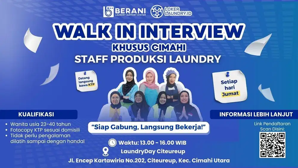 LOWONGAN KERJA PRODUKSI LAUNDRY - INTERVIEW DITEMPAT