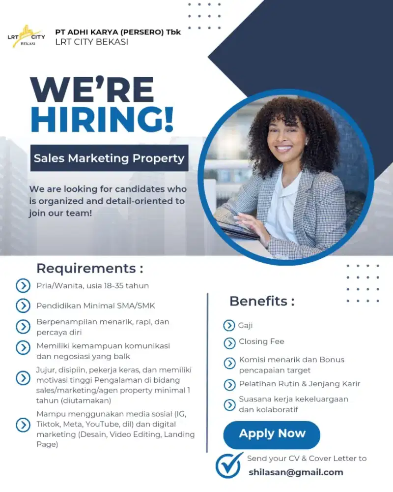 DIBUTUHKAN SEGERA!! SALES MARKETING PROPERTY DI KOTA BEKASI