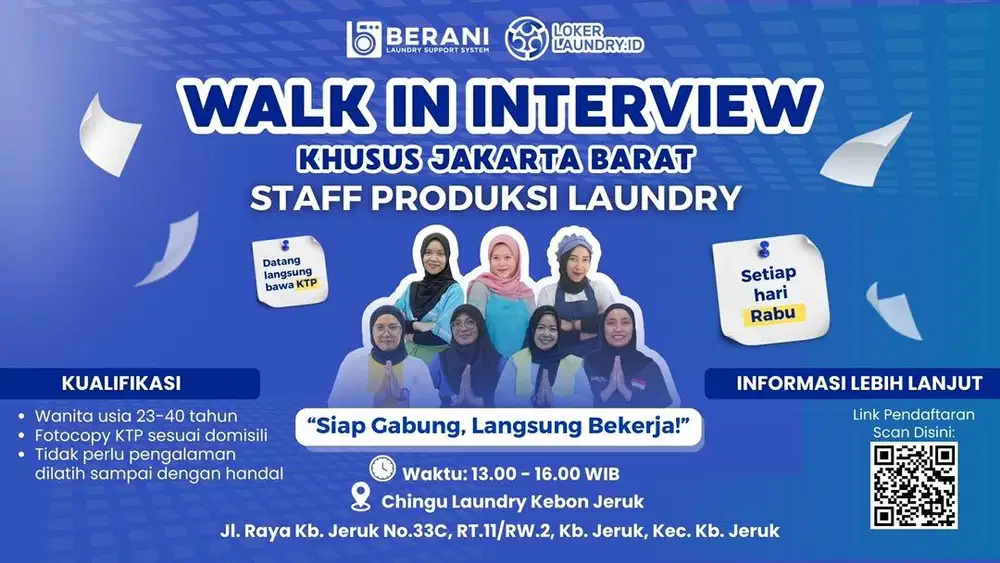 LOWONGAN KERJA PRODUKSI LAUNDRY - INTERVIEW DITEMPAT