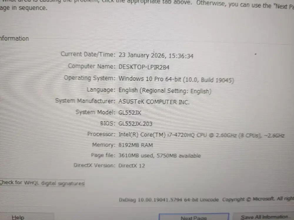 Asus ROG GL552JX Core i7