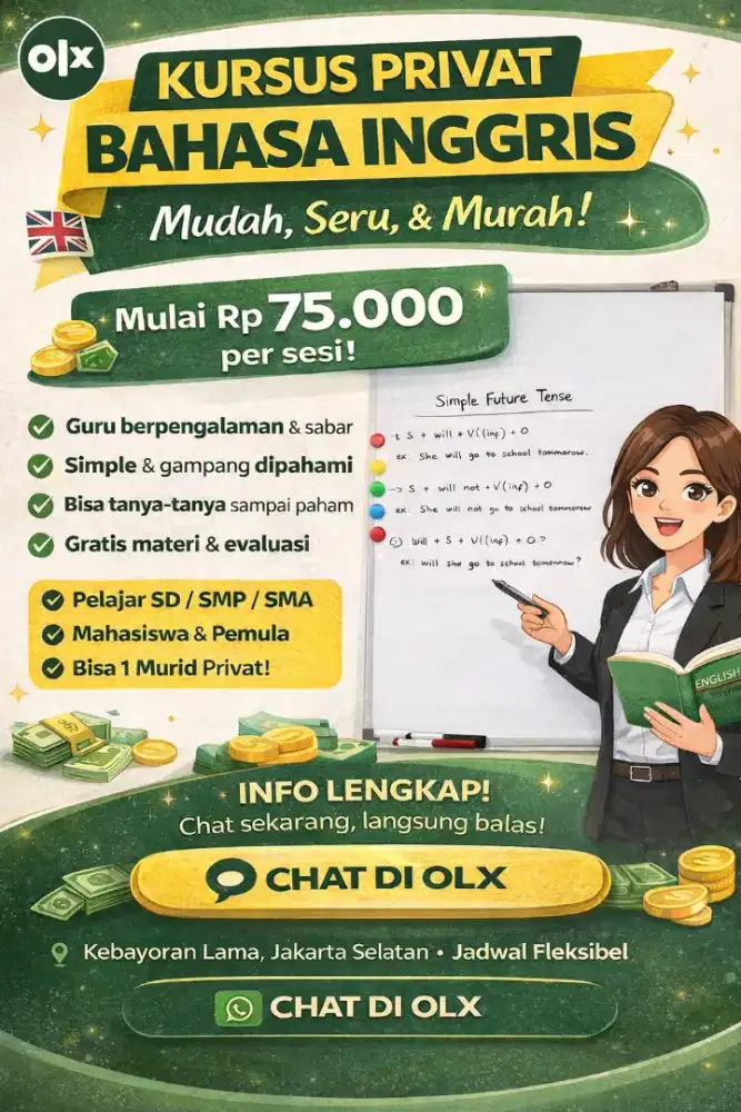 Kursus Privat Bahasa Inggris – Mudah Paham, Mulai 75RB