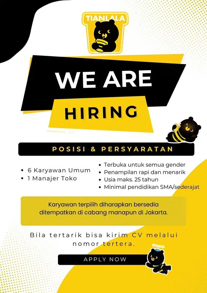 Lowongan Kerja Manajer Toko & Store Crew – Tianlala