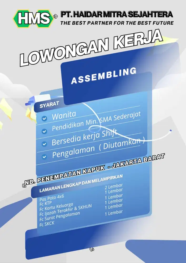 LOWONGAN KERJA OPERATOR ASSEMBLING