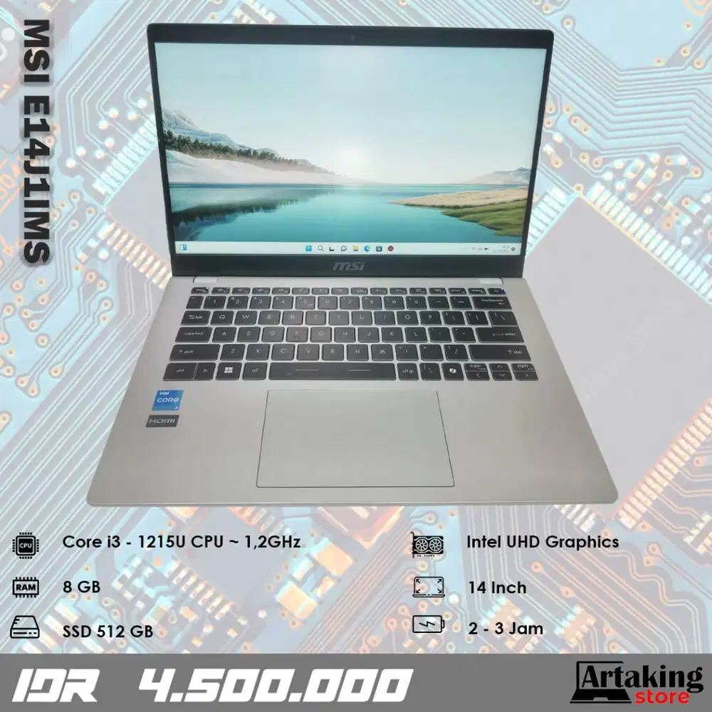 MSI E14J1IMS - Core i3 - Gen 12 Th - Ram 8 GB - SSD 512 GB