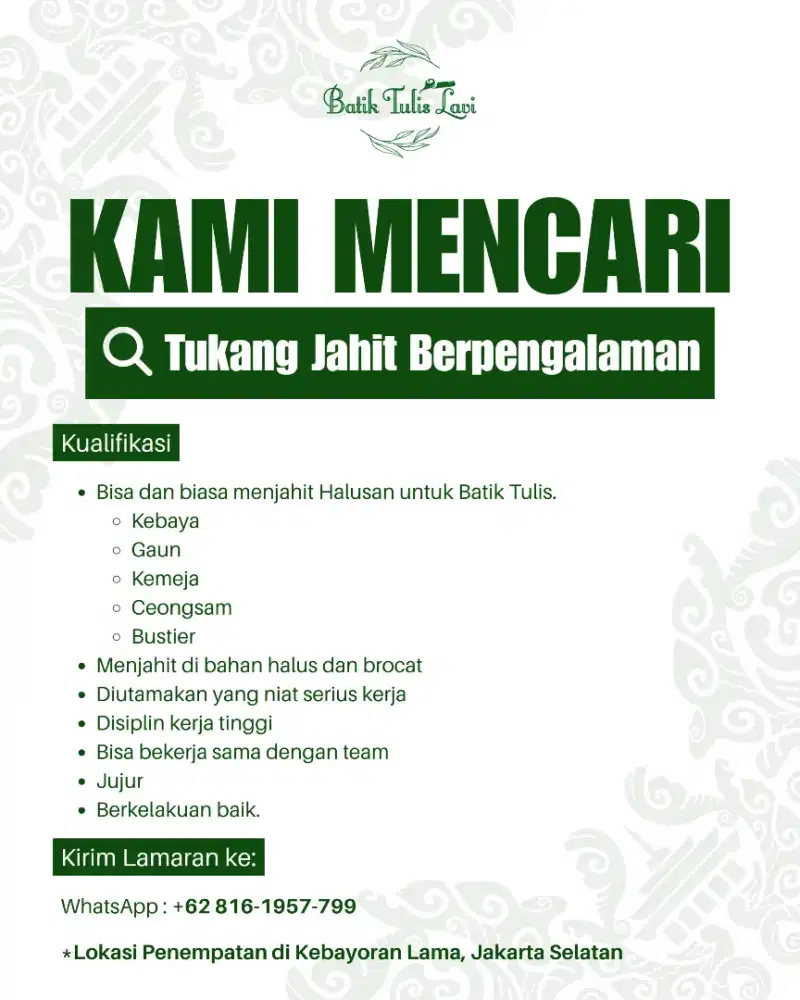 Tukang Jahit BerPengalaman