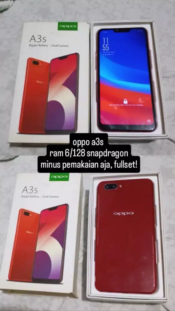 jual santay oppo a3s no minus full set semua aman bisa dicek aja