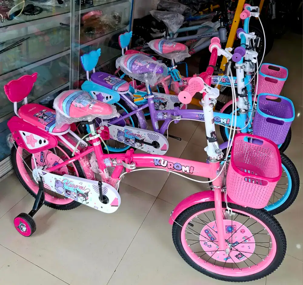 SEPEDA ANAK SEPEDA LIPAT 18 INCH KUROMI ( Warna Pink / Ungu )