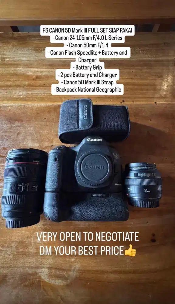 Jual Kamera Canon 5D Mark III + 24-105mm F/4.0 + 50mm F/1.4 FULL SET