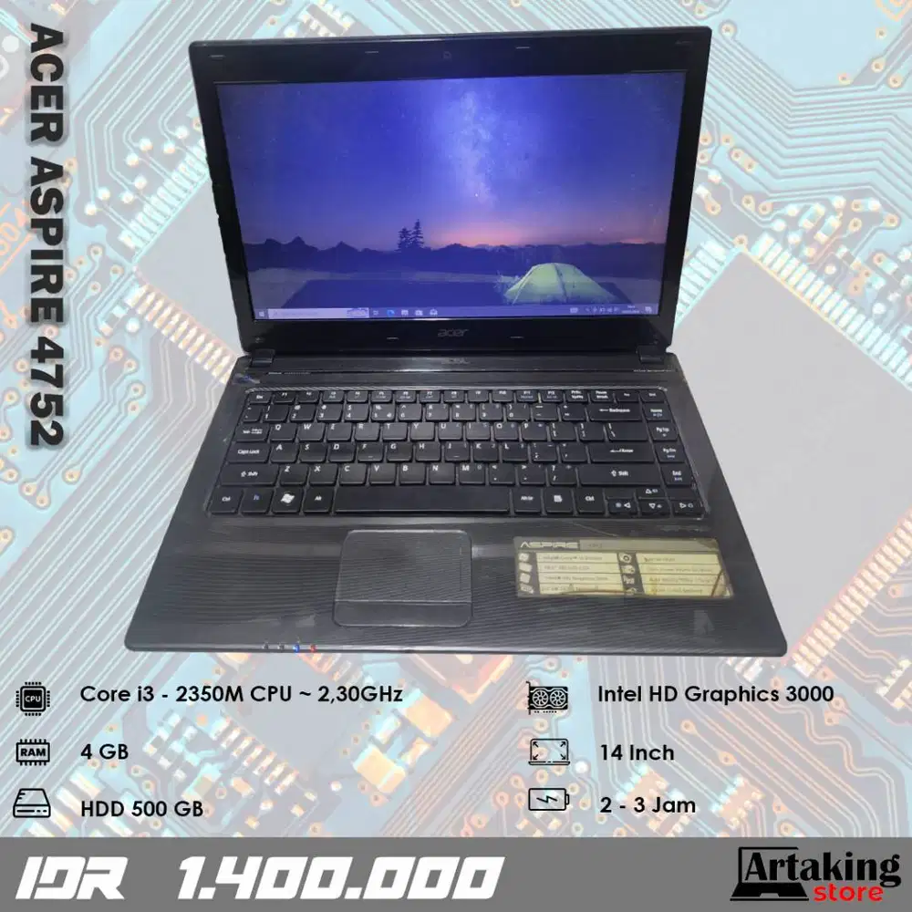 Acer Aspire 4752 - Core i3 - Ram 4 GB - Normal Siap Pakai