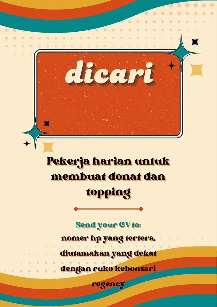 Dicari pekerja harian membuat donat & topping donat