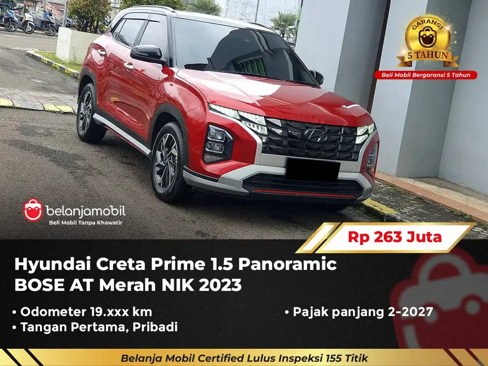 [ GARANSI 5TH ] Hyundai Creta Prime 1.5 Panoramic AT Merah 2023/2024
