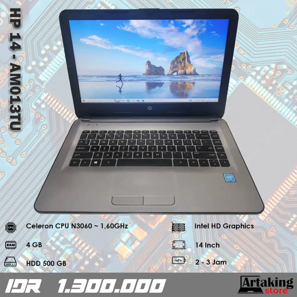 HP 14 - am013TU - Celeron N3060 - Ram 4 GB - Normal Siap Pakai