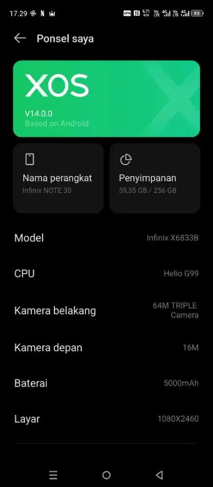 Jual cepat infinik note 30 ram 8/256