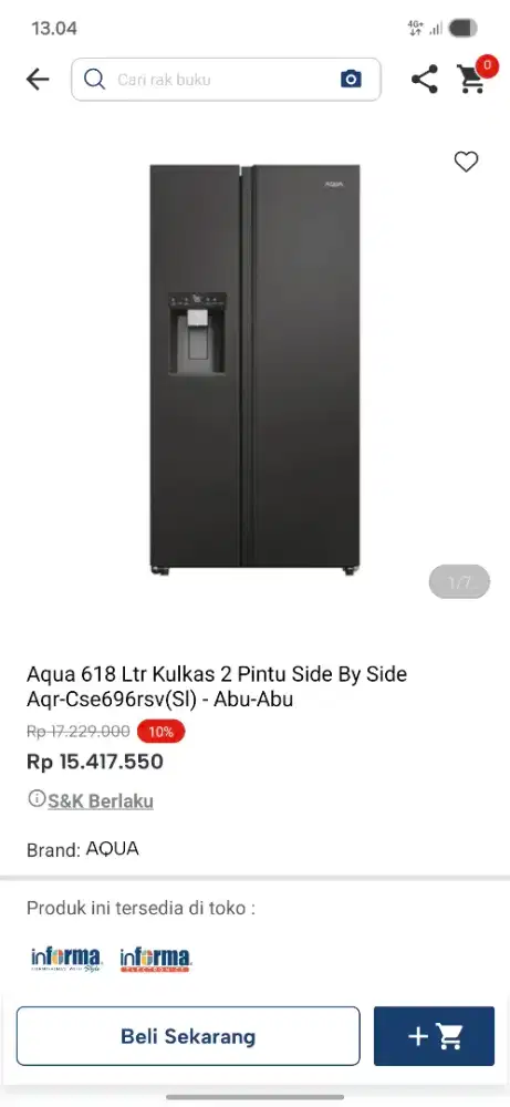 Promo kulkas side by side aqua