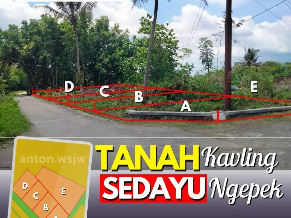Tanah Kavling MURAH Jogja Ngepek,Sedayu mulai Lt 145 m2 ld 10 m SHM