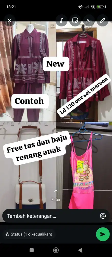 One set free tas dan baju renang anak