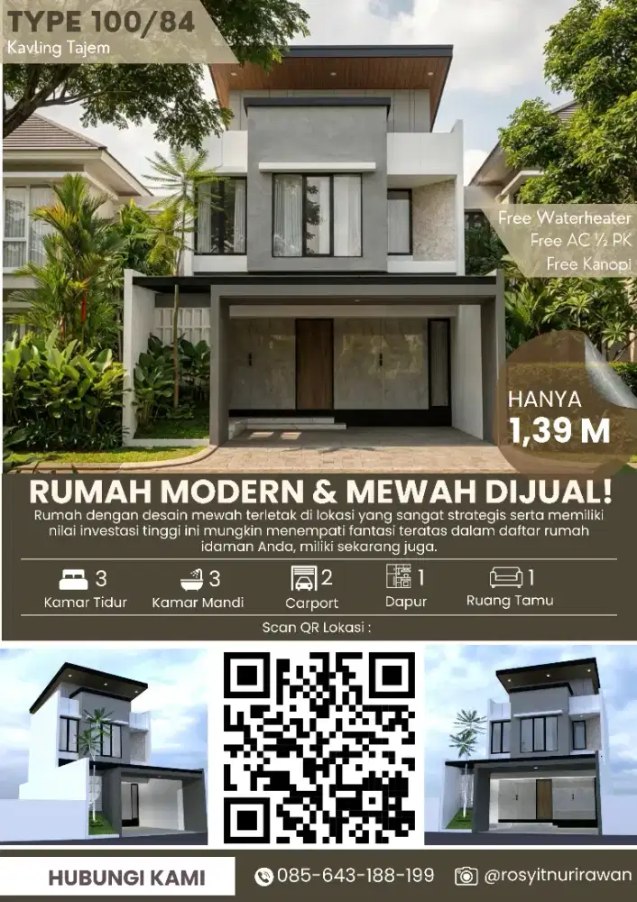 Rumah Modern 2 Lantai Selangkah dari Jalan Raya Tajem