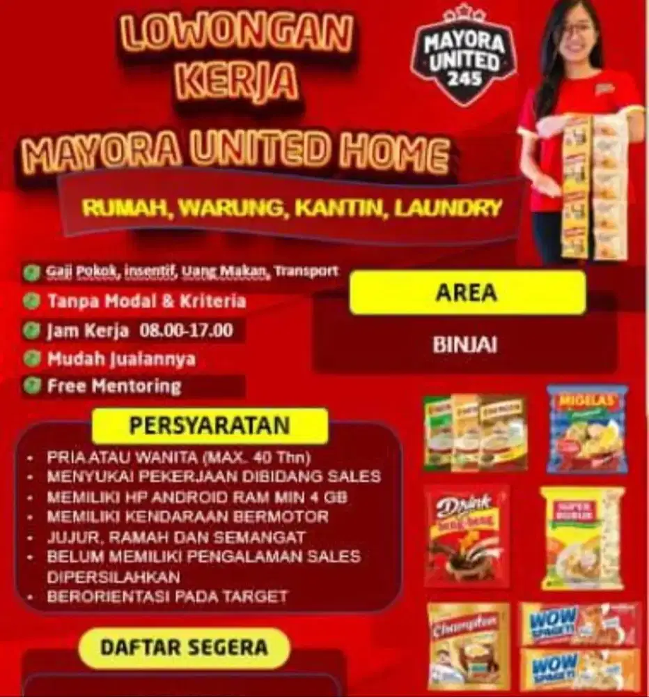 Dicari segera sales mayora