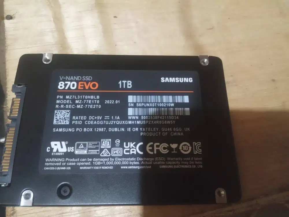 ssd sata samsung evo 870 1tb health 100 persen