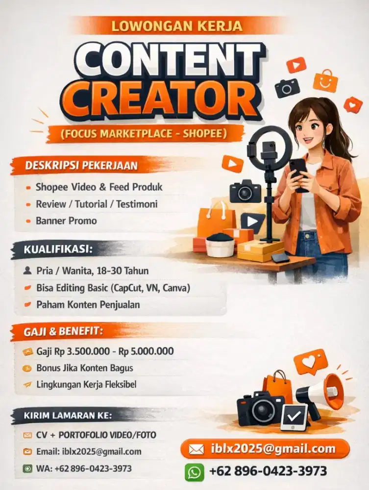 Admin Marketing / Konten Kreator / Editor