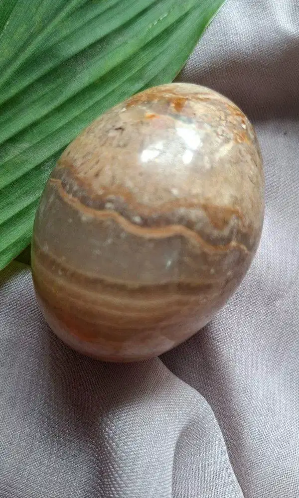 Batu Alam Banded Onyx Egg Natural Stone Polished Agate
