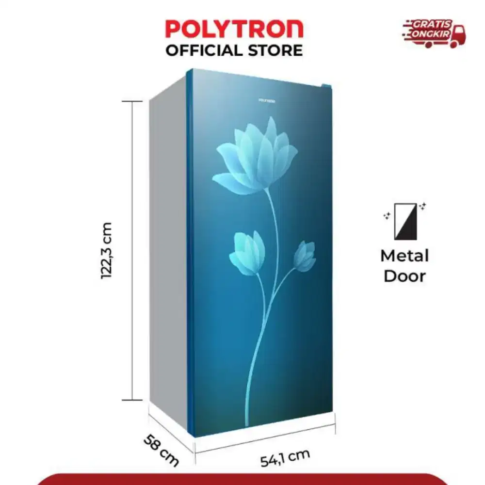 Kulkas POLYTRON Beauty metal door 1 pintu 180 liter PRB 189B
