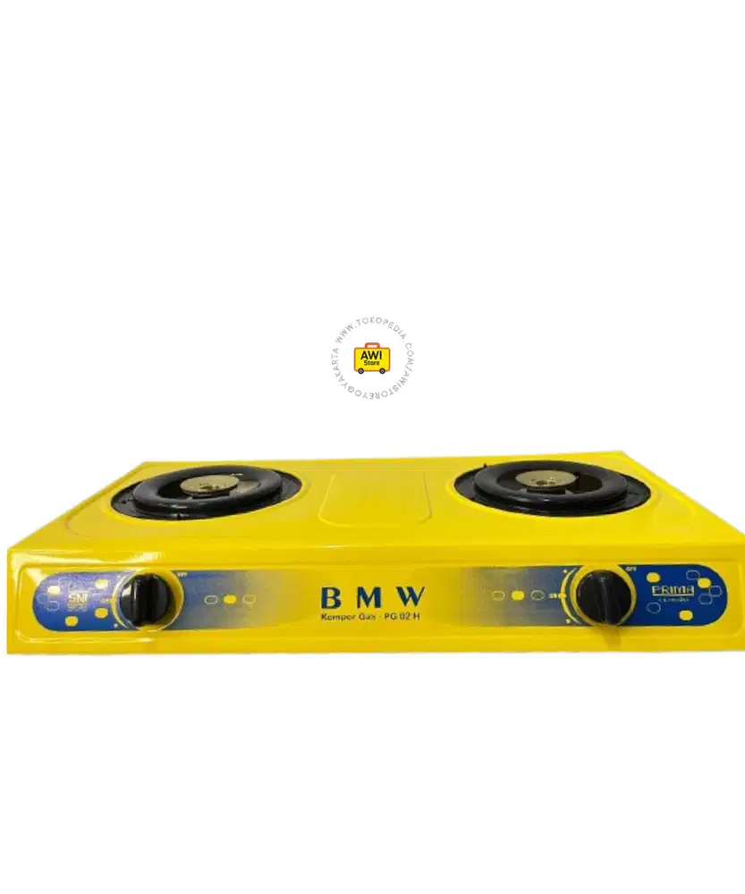 KOMPOR GAS 2 TUNGKU MERK BMW WARNA KUNING
