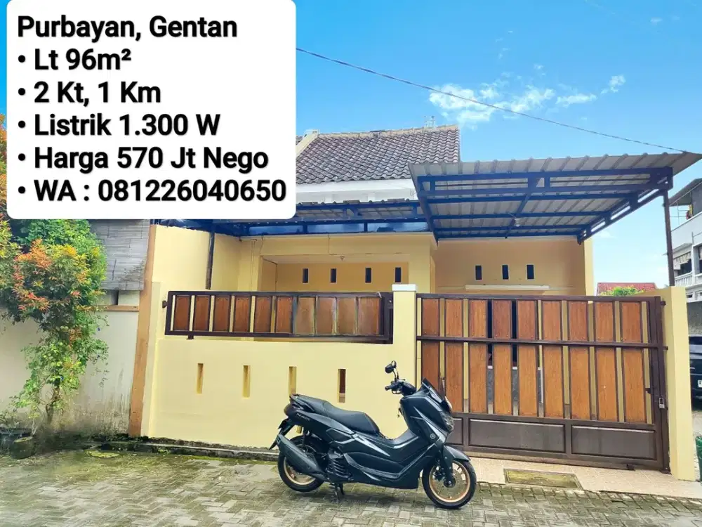 Jual Rumah Area Purbayan Gentan, Dekat Laweyan, Solo Baru, Purwosari