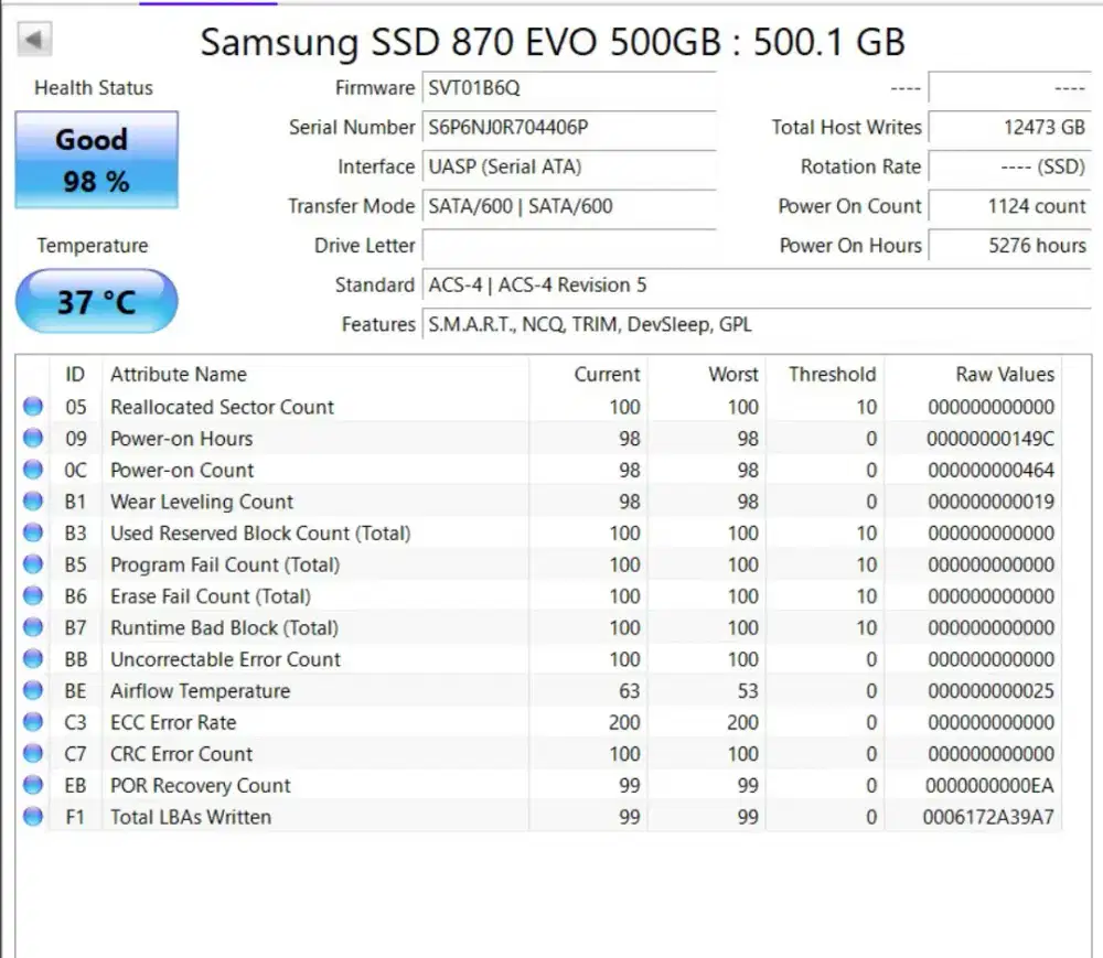 SSD SATA 500GB samsung