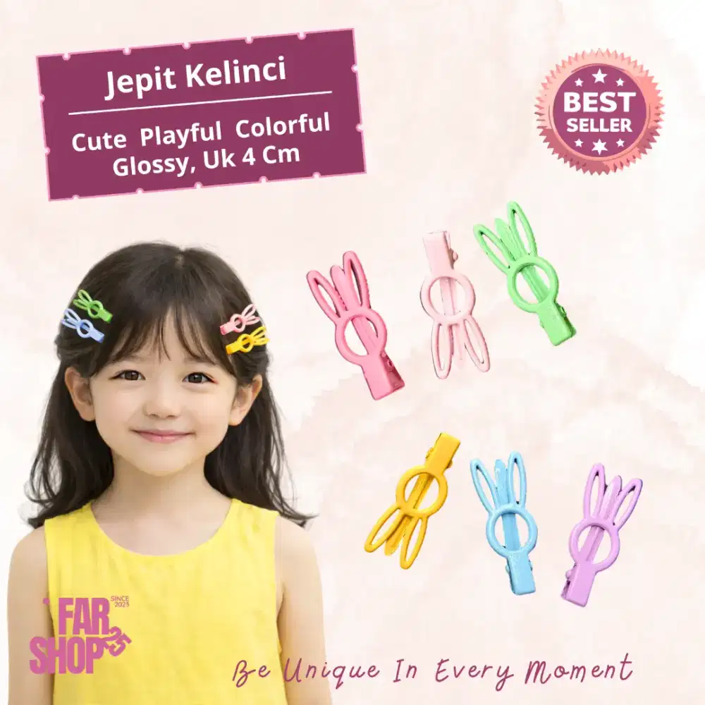Jepit Kelinci Lucu 4 Cm Glossy Murah Cute Colorful Playful Stylish