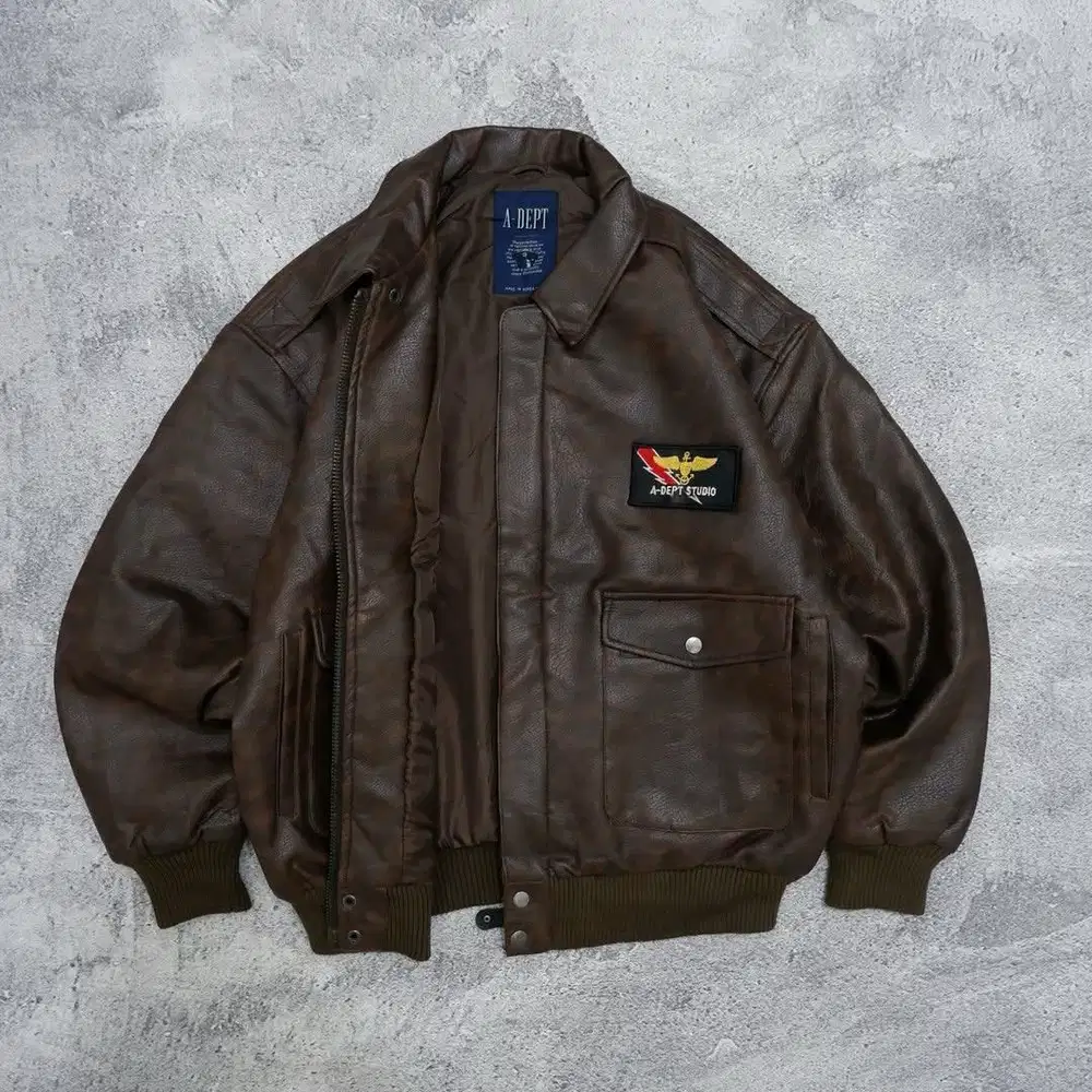 A-Dept Vtg A-2 Bomber Faux Leather Jacket (RARE)
