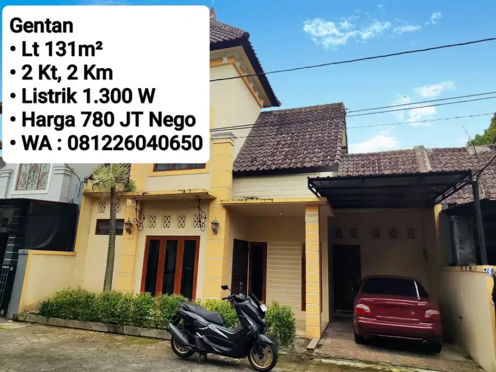 Jual Rumah Area Perumahan Gentan, Dekat Laweyan, Purwosari, Solo Baru