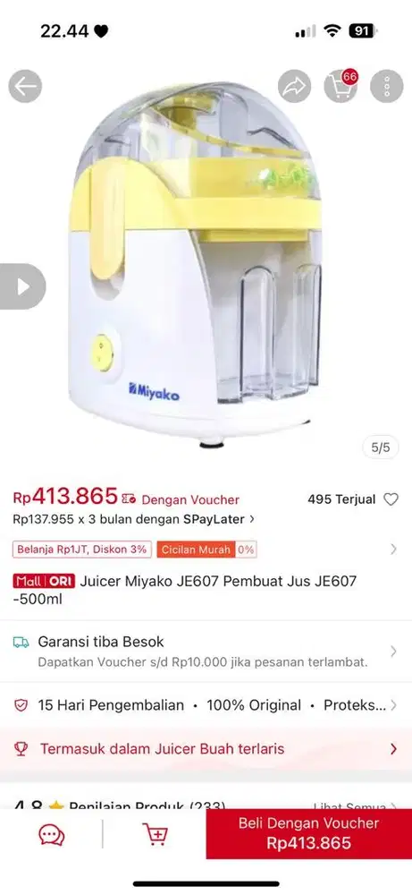 Miyako Juicer Pembuat Jus