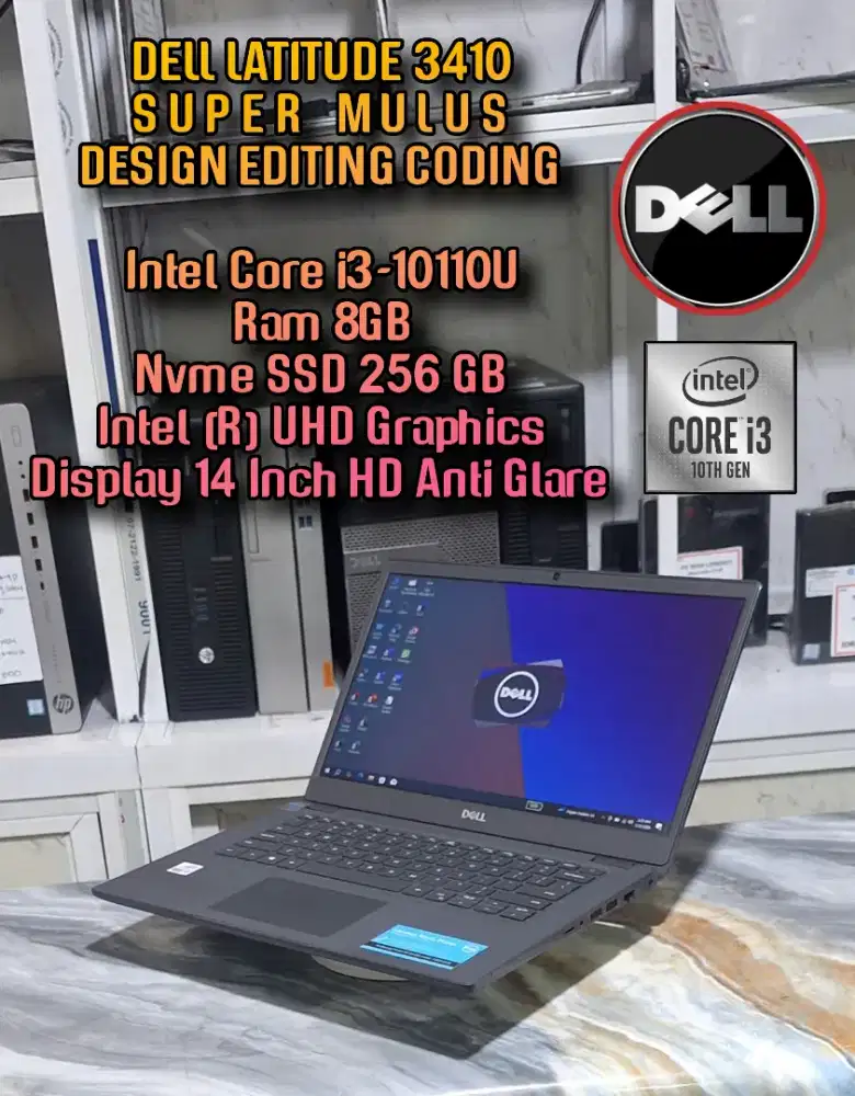 LAPTOP DELL LATITUDE 3410 SLIM LAPTOP DESIGN EDITING DAN CODING