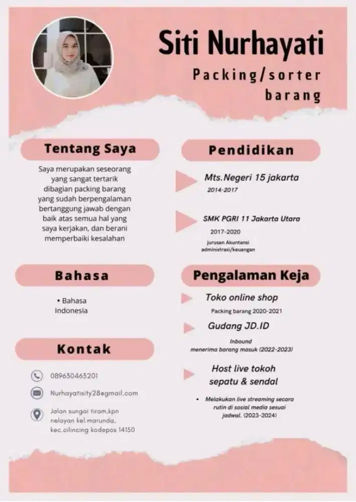 Mencari kerja hostlive dan packing barang