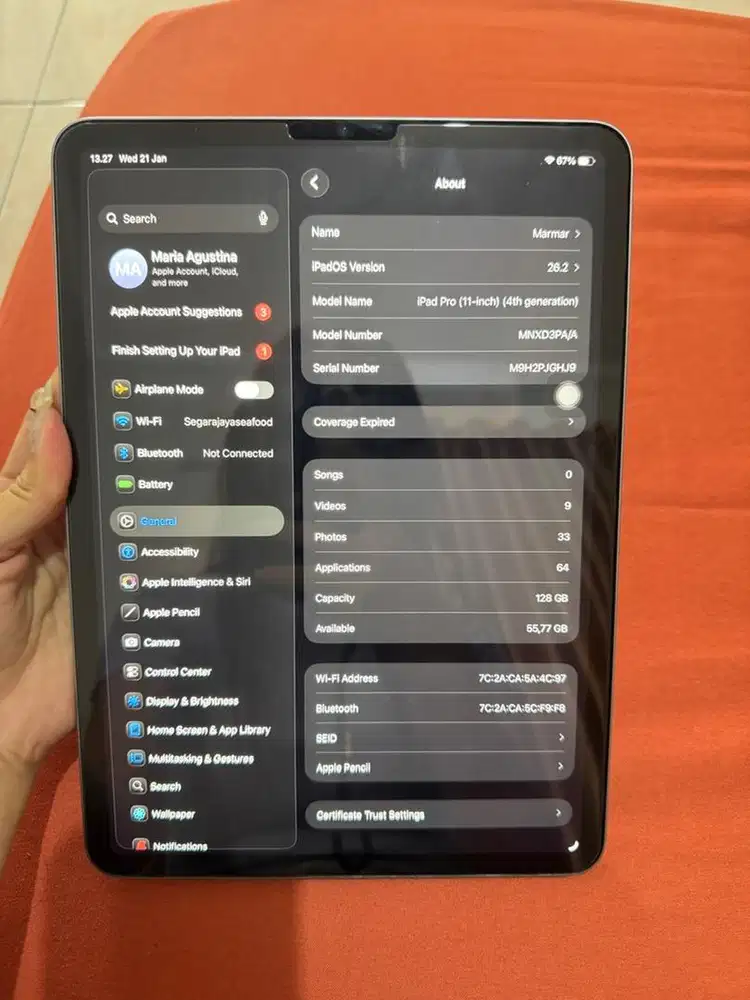 Dijual Ipad Pro M2 Gen4 Ibox 128 GB Mulus